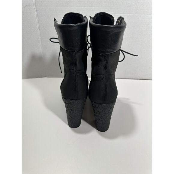 Timberland Womens‎ Glancy 6” Ankle Boots Sz 10 Black Suede High Block Heel Laces - Picture 5 of 12